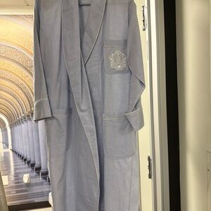 Vintage victoria secret Light Blue long Robe with Embroidered Pocket
